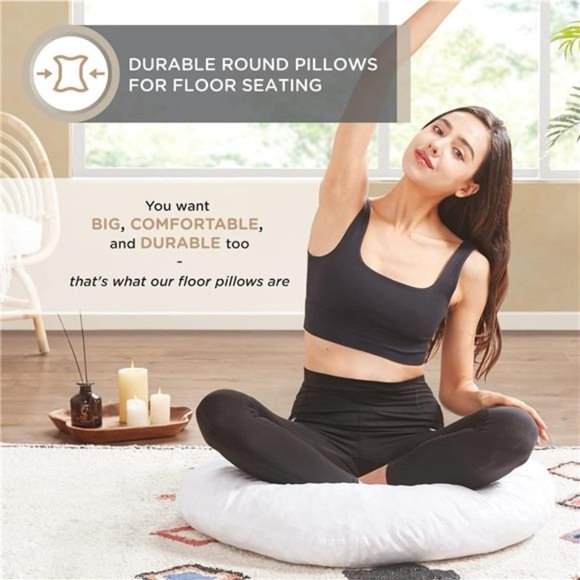Round FloorPillow Insert,Large Thick Meditation Cushion,Circular Seating Cushion - Picture 6 of 7